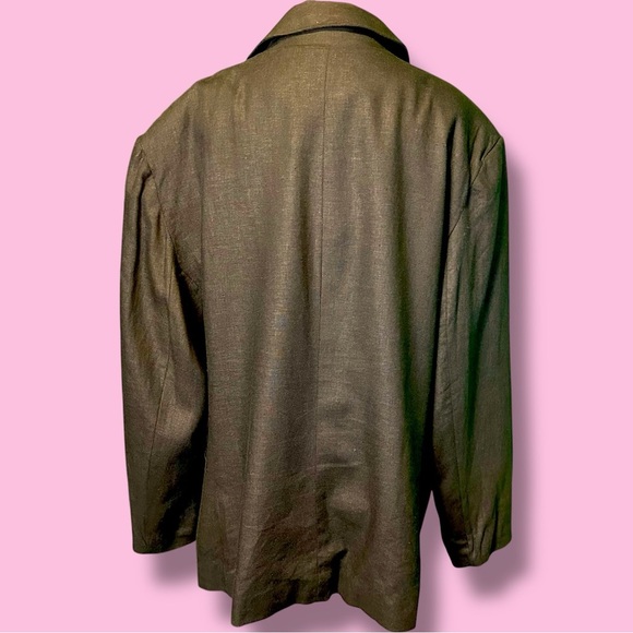 Sandro Vintage Black Linen-Blend Blazer with Pearl Shell Buttons Plus Size 22 - Picture 9 of 14